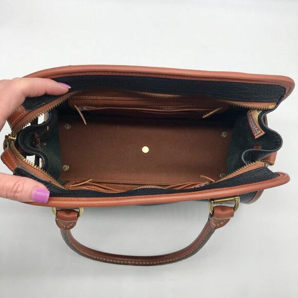 Dooney & Bourke Black & Brown Vintage Buckle Convertible Satchel Bag - Picture 11 of 11